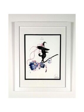 Unbothered I by Lora Zombie – Signed Limited Edition Cat Art Print, Framed